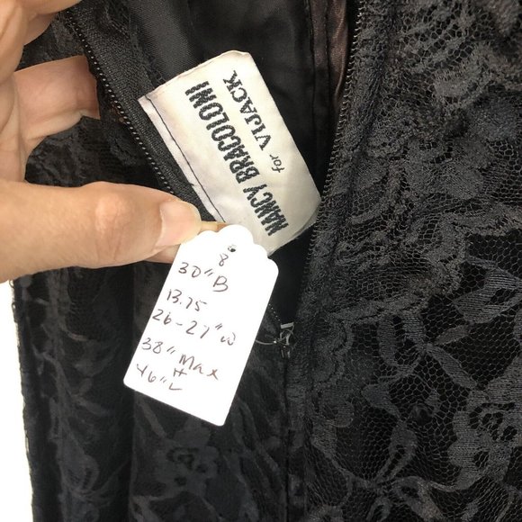 SOLD Vintage 80s Gothic Princess Black Lace Tulle Mermaid Cocktail Formal Dress - Picture 14 of 14